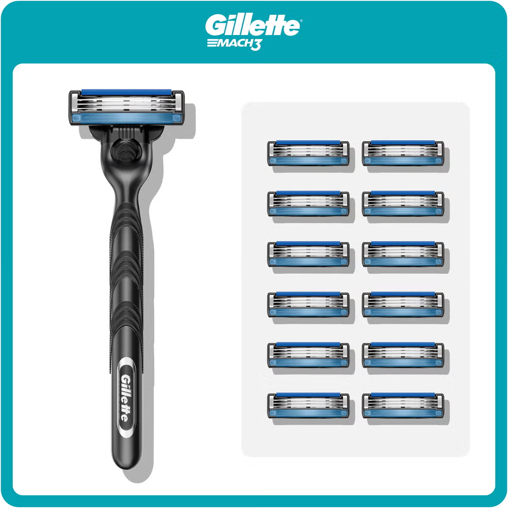 Gillette Mach3 Value Pack_ Handle + 12 Razor Blades Image 1
