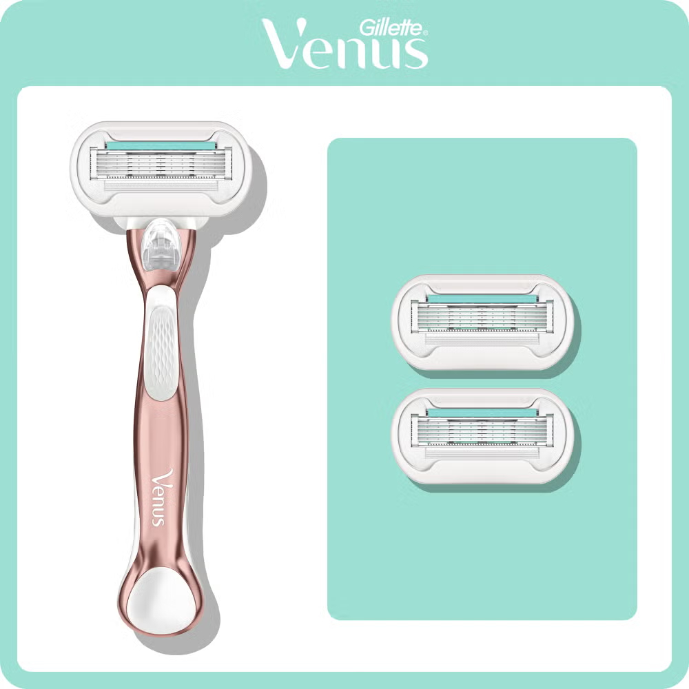 Gillette Venus rose gold razor with two additional blade refills